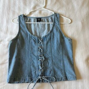 Denim Lace-Up Tank Top